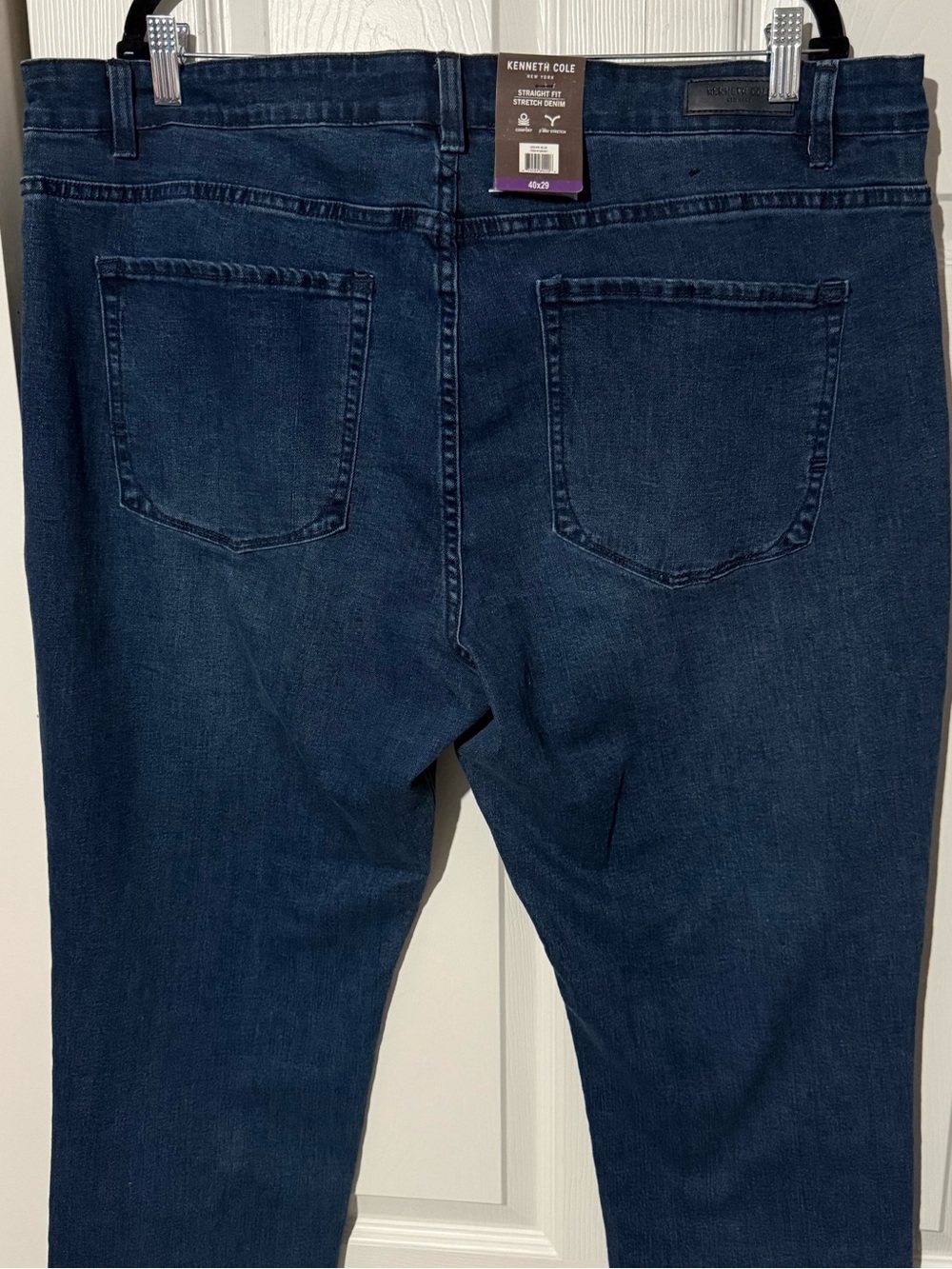 Kenneth Cole Straight Fit Stretch Denim Jeans Blue, Men’s Size 40x29